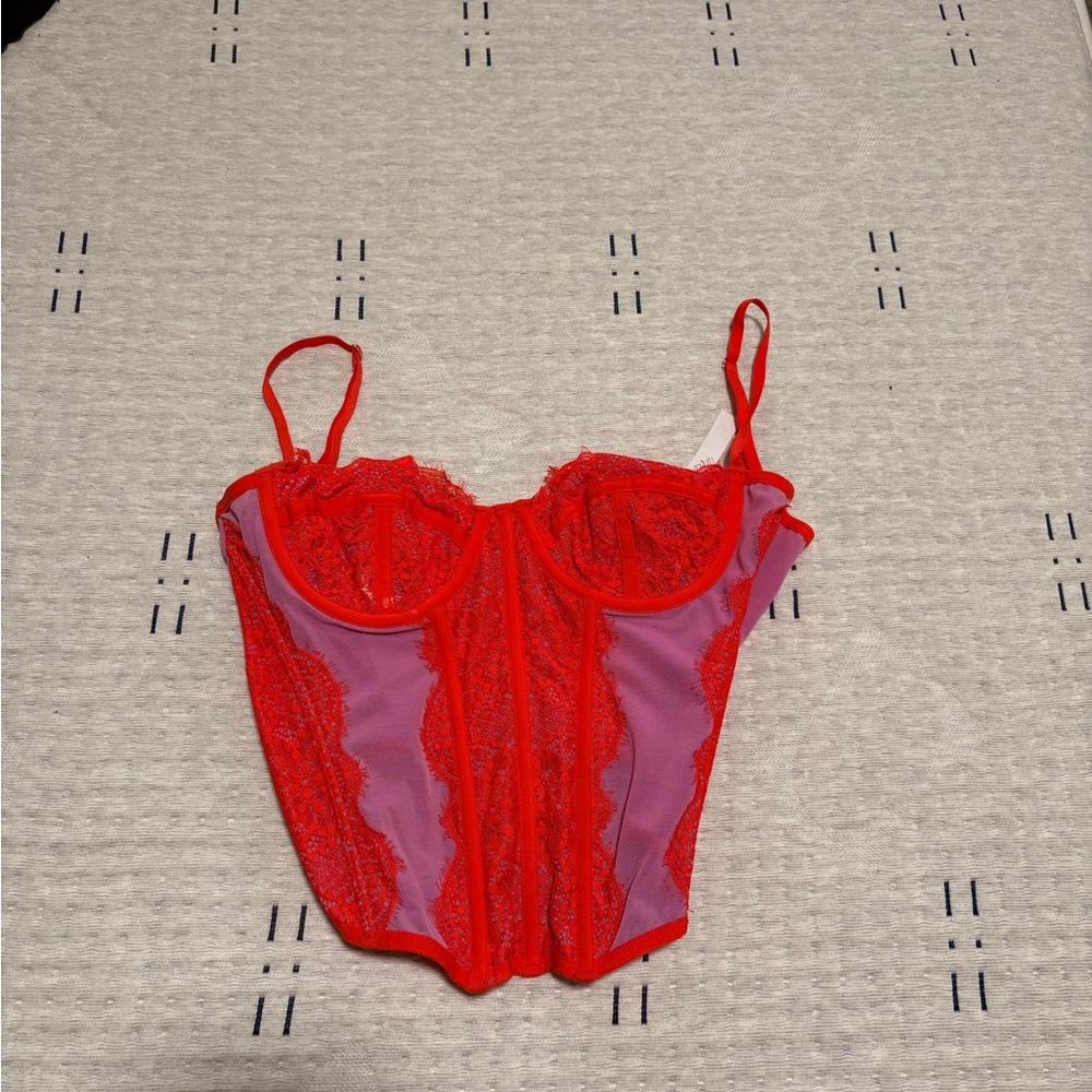 Urban Outfitters Red and Purple Lace Corset